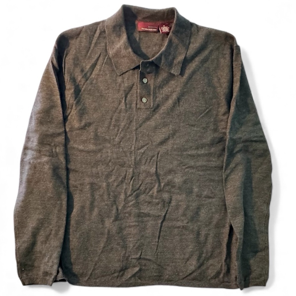 Merona 100% Italian Merino Wool Collared Pullover Sweater Men’s Medium Grey